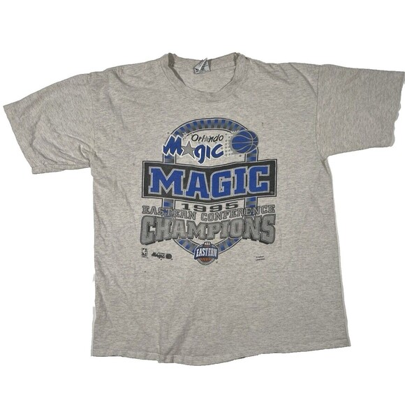Vintage 90s Orlando Magic 1995 Conference Champions Tee Single Stitch USA Made L - Picture 1 of 7